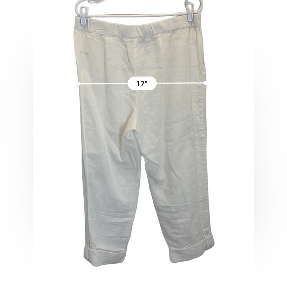 NWT Pure J. Jill Women’s White Linen Pull on Roll Tab Pants Size L - Picture 5 of 8